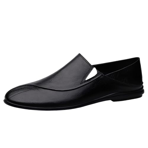 Mens Leather Loafers Slip On Shoes Comfortable Prom Casual Shoes Flexible Round Toe Driving Loafers for Men
