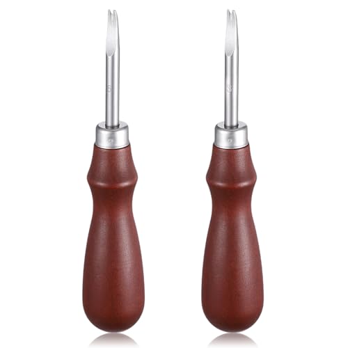 Leather Edge Skiving Beveler 2 Pcs Leather Working Tools Burnishing Tool Edge Cutting Trimmer Tool for DIY Leathercraft Working 2 Sizes (1.0 mm 1.5 mm) (3# + 5#)