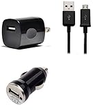 eFactory Direct Slim Travel Basic MicroUSB Car & Wall Charing Kit Works with Alcatel Idol 4s with...