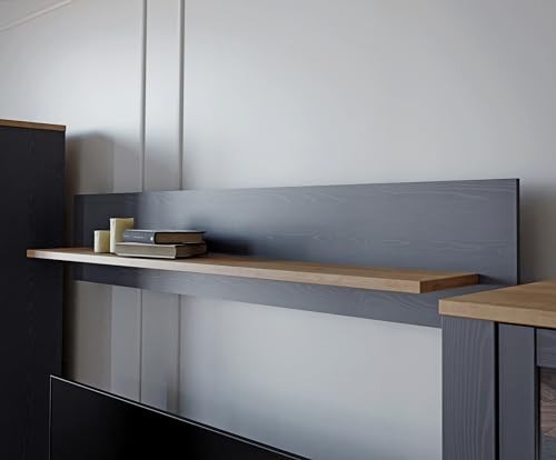 Forte Bohol Wandboard 160, Wandboard, Modernes Wandpaneel, Wandregal, Dekoregal, Holzwerkstoff, Riviera Eiche Holzdekor/Navy Eiche Holzdekor, 160 cm breit x 29,6 cm hoch x 21,9 cm tief