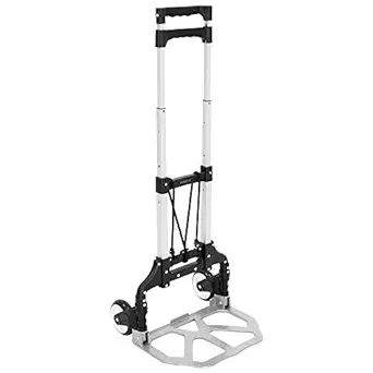 Mount-It! Folding Hand Truck and Dolly, 165 Lb Capacity Heavy-Duty Luggage Trolley Cart With Telescoping Handle and Rubber Wheels