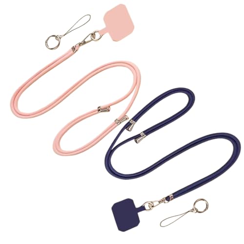 SIVZUMO Cordon para Movil Universal 2 pcs, Correa Ajustable de con 2 Parches Duraderos, Colgante para Teléfono Compatible con Todos Los Teléfonos Inteligentes - Rosa + Azul marino