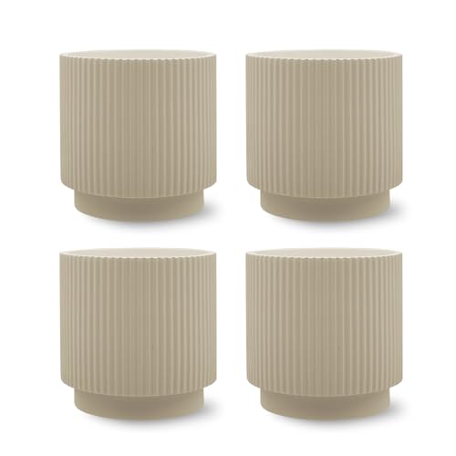 Koyal Wholesale Set of 4 Polyresin Tan Vase Plant for