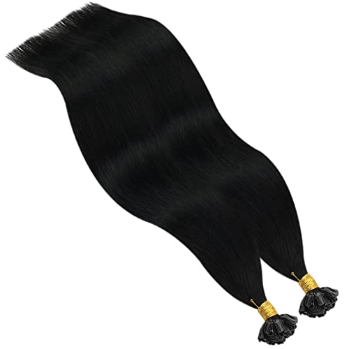 U Tip Black Hair Extensions Natural Hair Extensions Black Keratin Pre Bonded U Tip Hair Extensions Hot Fusion Hair Extensions 16 Inch Remy Hair Extensions Soft Straight 1g/s 50strands