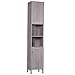 HOMCOM Meuble Colonne Rangement Salle de Bain dim. 30L x 32l x 172H cm 2 placards avec étagère + 2 niches MDF Imitation Bois Gris