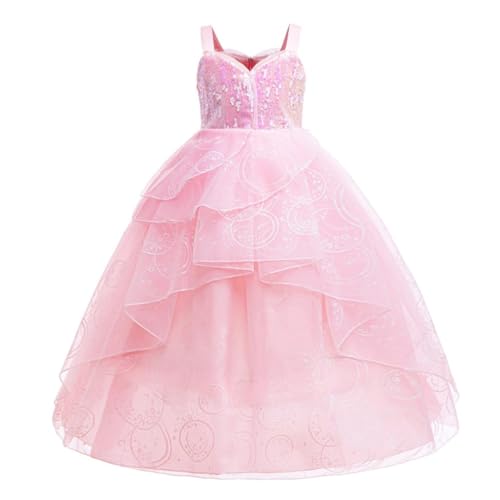 Lito Angels Vestido de Princesa Glinda, Traje de Fiesta con Lentejuelas y Tul para Cumpleaños Bodas Ocasiones Especiales, Edades 6-7 años