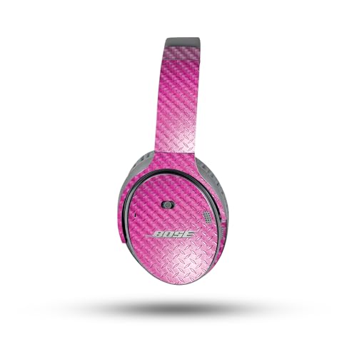 Image of MightySkins Carbon Fiber Skin Compatible with Bose QuietComfort 35 II Headphones - Pink Diamond Plate | Protective, Durable Textured Carbon Fiber Finish | Easy to Apply