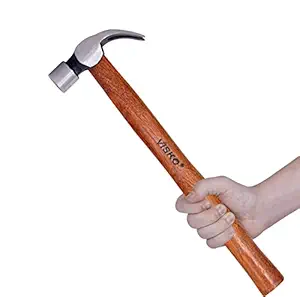 VISKO 710 1 LB Claw Hammer | Wooden Handle | Heat Treatment Drop-Forged Hammerhead for Pulling nails | Prying Boards | Demolition work | Multicolor | Used For Hanging Woodworking|