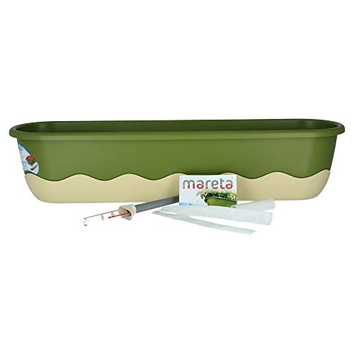 Plastia Mareta Blumenkasten 80 Grün Elfenbein mit Erdbewässerung