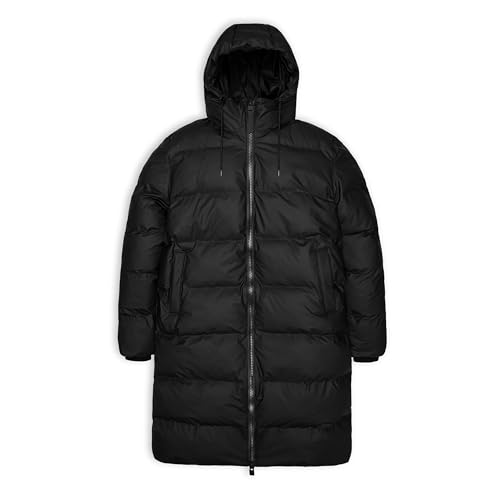 Image of RAINS Alta Puffer Jacket - Waterproof Winter Coat, Insulated Hood, Lightweight, Fleece Pockets, Warm for Cold Weather