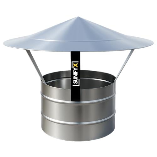 200mm SUNIFY Edelstahl Schornsteinhaube Kaminabdeckung Regenhaube INOX 304 Schornstein Schornsteinabdeckung Abdeckhaube Rauchrohr Kaminaufsatz Schornsteinaufsatz Kaminhaube Kaminh Regenschutz