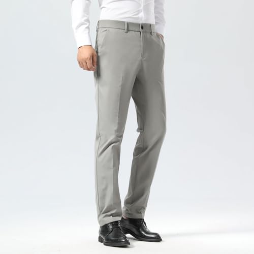 Image of Plaid&Plain Men's Slim Fit Dress Pants Stretch Khaki Pants Wrinkle Free