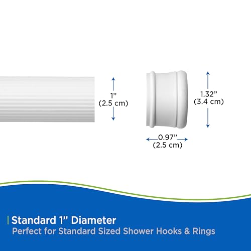Kenney KN609L/1 Twist & Fit No Tools Spring Tension Standard Shower Curtain Rod with Non-Slip, Non-Scratch Ends, 42-72" Adjustable Length, Easy Install, White, 1" Diameter Rust Resistant Steel Tube by Kenney - Image 8