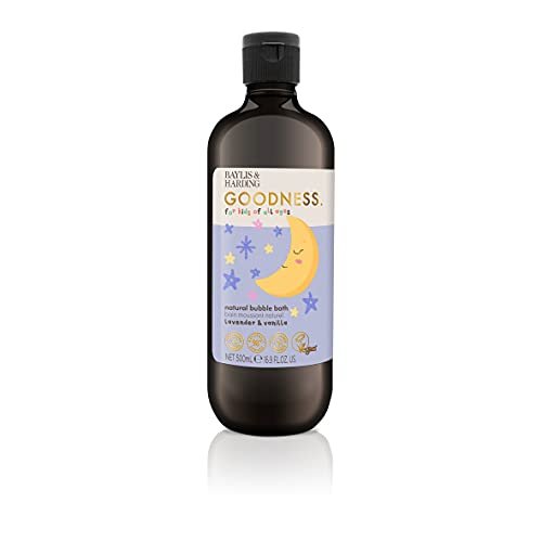 Baylis & Harding Goodness Natural Lavender & Vanilla Bubble Bath for Kids 500ml | Calming Scents Moisturizing & Softening | Naturally Derived Ingredients | Pediatrician Approved | Vegan