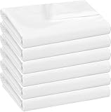 Lot de 6 draps Plats pour lit Double, Microfibre brossée Douce, Essentiels de literie, résistants aux Plis et aux Taches pour hôpital, Table de Massage, hôtel, Airbnb et Voyage (Blanc, 228 x 260 cm)