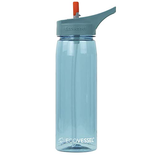 EcoVessel WAVE Tritan Plastic Sports Water Bottle with Flip Straw Top - 25