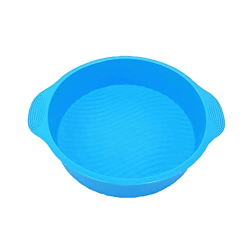 WOHPNLE Round Cake Pans, Silicone Cake Moulds 9inch Quick Release Baking Pans Cake Pan Baking Cake Mould DIY Baking Cake Pan Tray(Blue)
