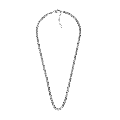 Colore: argento Fossil Collana da uomo, Collana a catena in acciaio inox, tutto impilato, Argento (Silver)