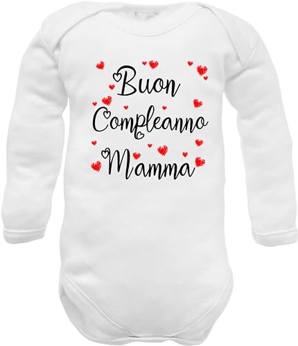 Body neonato manica lunga per compleanno Mamma caldo cotone 3-6 mesi)