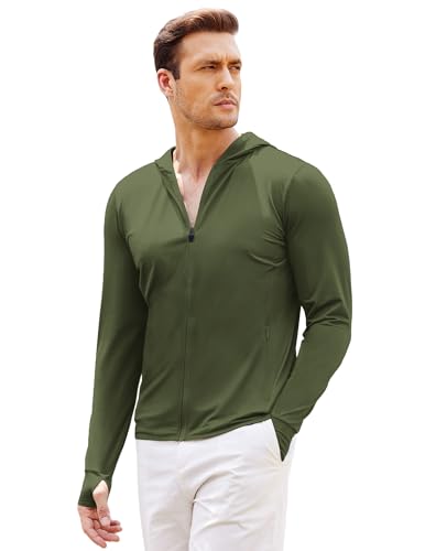 COOFANDY Full-Zip Men's Lightweight Hoodie UPF 50 - Breathable Sun