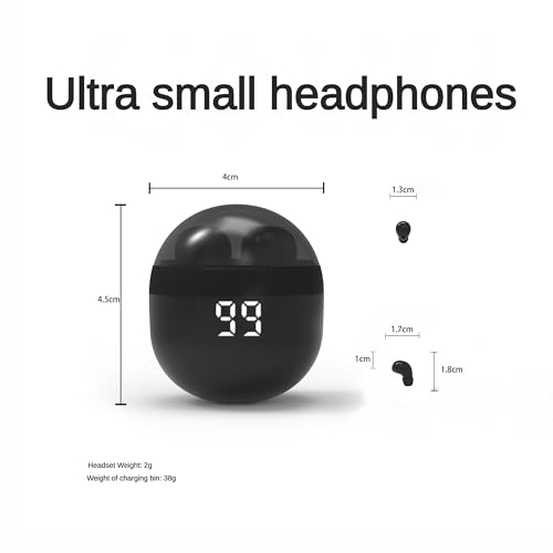 SK18 Ultra Small in-Ear Headset Wireless Invisible Smallest Bluetooth Earbuds for Sleep Comfortable with Mic and Fitable for All Type Ears Stereo Sound Earphones IPX5 Waterproof(Black)