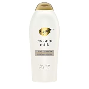 OGX Nourishing + Coconut Milk Conditioner, Hydrating & Restoring Conditioner Moisturizes for Soft Hair After the First Use, Paraben-Free, Sulfate-Free Surfactants, 25.4 fl. oz