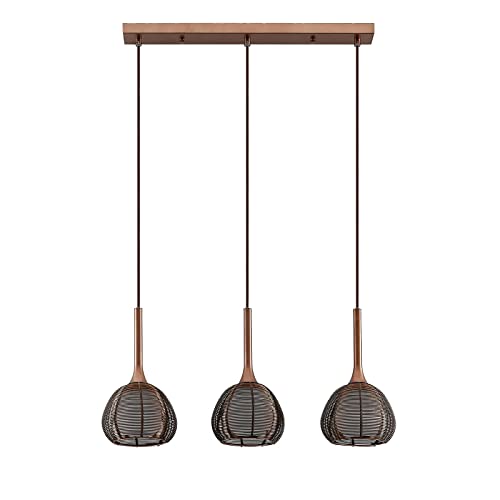 Lucande Suspension Tetira à intensité variable (Moderne) en Marron Métal e. a. pour Salon & Salle manger (à 3 lampes, E14), Luminaire, Lampe Plafond, Luminaire Plafonnier Cover