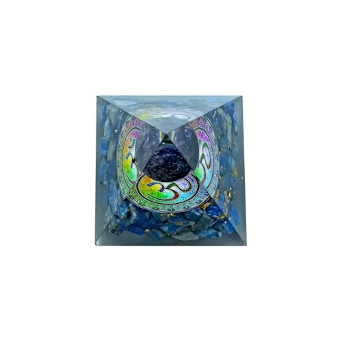 Image of Om Lapis Lazuli Amethyst Ball Pyramid (3inch) | Crystal Pyramid for Positive Energy,Money, Health, Good Luck,Feng Shui, Vastu Correction, Office, Home Dcor