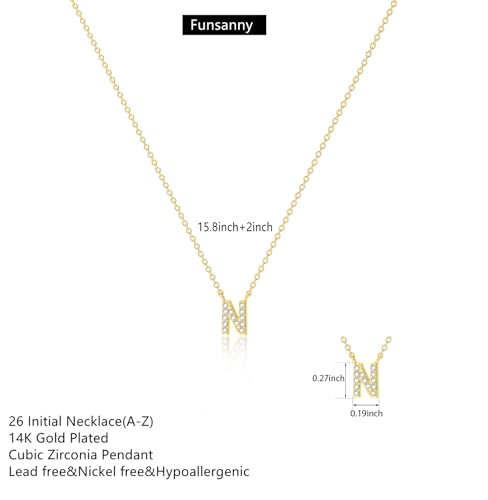 Initial Heart Necklaces for Women - Dainty Cute Necklace Small Layered 14K Gold Plated A-Z Letter CZ Pendant Trendy Satellite Chain Necklaces for Women Non Tarnish Gold Jewelry Set Gift