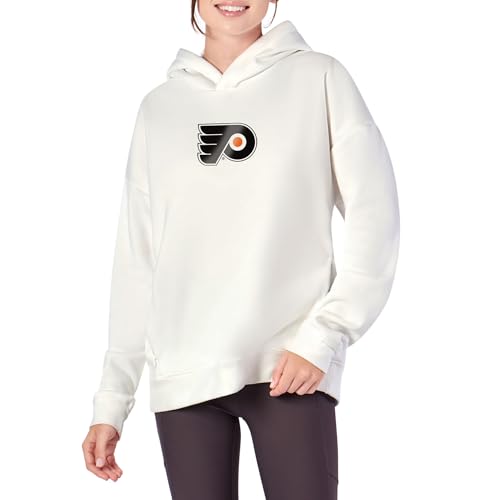 Northwest NHL Philadelphia Flyers Women's Pullover Hoodie with Zipper Pockets, Long Sleeve Hooded Sweatshirt, Lightweight Casual Top, White, Large
