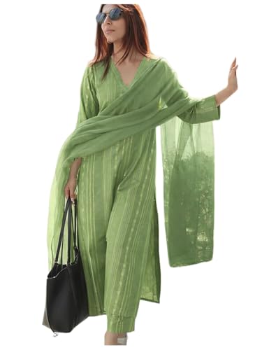 Image of ANNI Designer Women's Rayon Viscose Printed Straight Kurta with Pant and Dupatta Set | Elegant Ethnic Kurta Pant Dupatta Outfit for Women | Office Festive Casual Wear