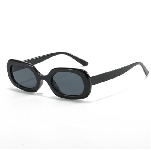 TNDVIC Gafas de sol ovaladas informales sencillas con patas finas y protección UV para mujer, color negro