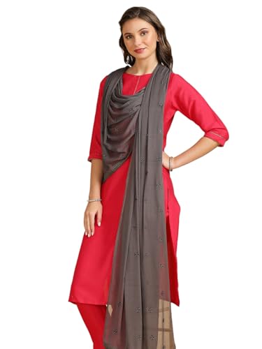 Image of DUPATTA BAZAAR Women's Embroidered Chiffon Dupatta with Delicate Sequins