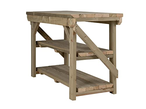 Workbench With Double Shelf Indoor/Outdoor - Pressure Treated - Heavy Duty - Handmade Garage Workshop Work Table (4ft) 4 Workbench With Double Shelf Indoor/Outdoor - Pressure Treated - Heavy Duty - Handmade Garage Workshop Work Table (4ft) - Image 4