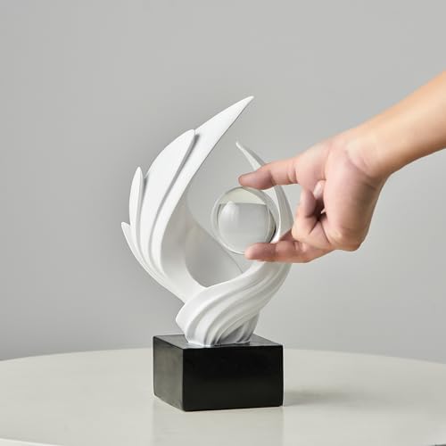 Estatua Abstracta de Llama de Resina Blanca 10.43 in miniatura 5
