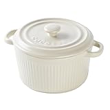 Plat à Gratin de 400 ml avec couvercle : Ramequins en Céramique avec Couvercles 400 ml, adapté pour la cuisson des gâteaux, de la viande, des légumes, etc. pour répondre aux besoins quotidiens de cuisson