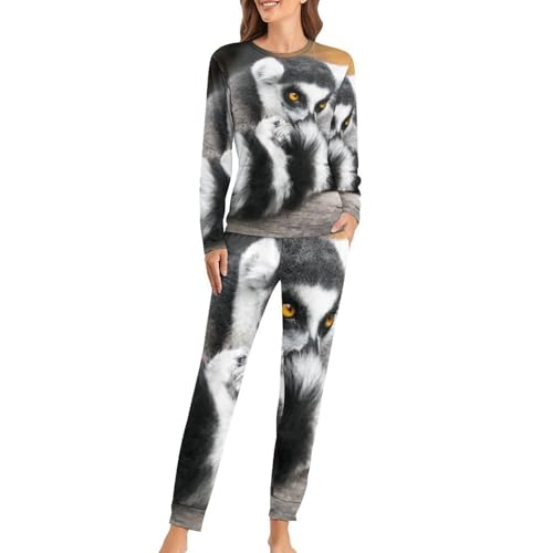 Pyjama femme avec t-shirt manches longues et pantalon de nuit