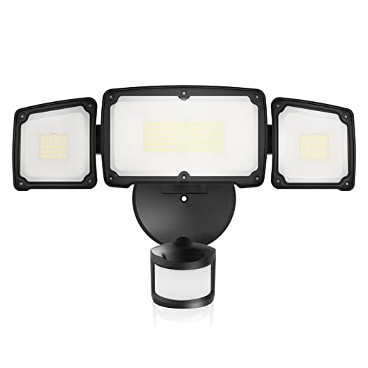 Amico 3 Head LED Security Lights with Motion Sensor, Adjustable 40W, 4000LM, 5000K, IP65 Waterproof, Exterior Flood Light for Garage, Yard(Black)
