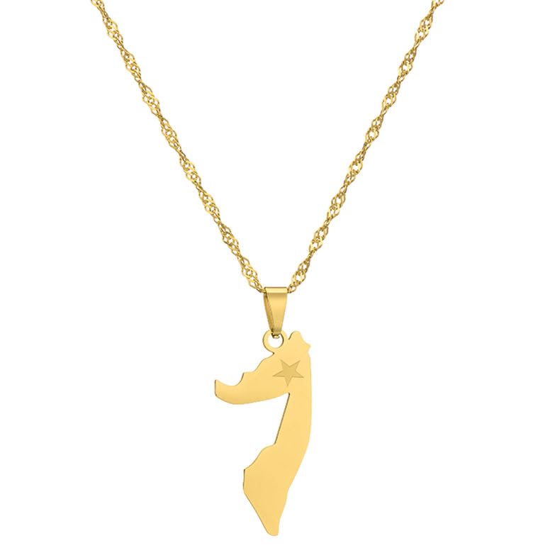 UBBVPKY Collier Avec Pendentif Carte De L'Afrique De La Somalie Bijou Personnalisé Chaîne De Clavicule Tendance Unisexe