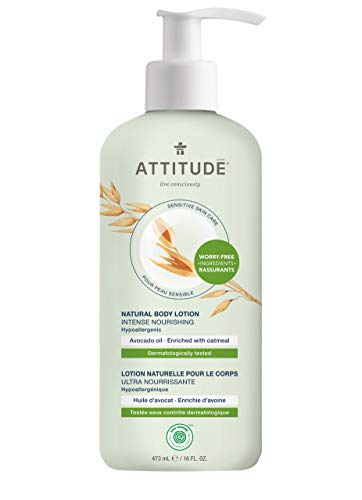ATTITUDE Nourishing Body Lotion for Dry & Sensitive Skin, With Soothing Oatmeal, Dermatologist-tested & Hypoallergenic, EWG Verified Body Moisturizer, Avocado Oil, 16 Fl. Oz. (60853)