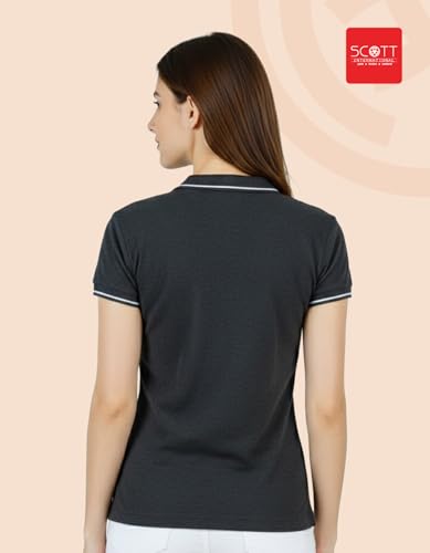 Image of Scott International Women's Cotton Polo T-Shirt | Half Sleeve Plain Collar Tee | Stylish Casual Top | Plain T-Shirt for Girls | Workwear for Office & Casual Wear