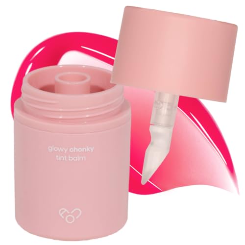 AOU GLOWY CHONKY TINT BALM 01 Apple Balm with Built-in Silicone Applicator - Mess-Free, Hygienic Design, Natural Gloss, Instant Hydration for Chapped Lips 0.12Oz