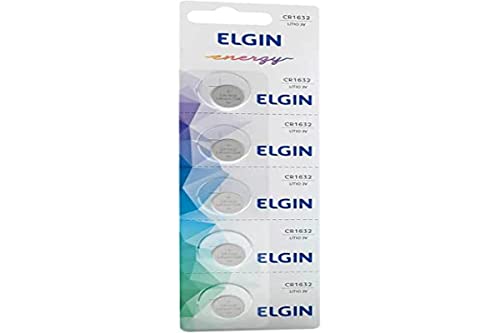 Pilha Bateria Botão, Elgin, Lítio, 3V, Cr1632, Cartela com 5