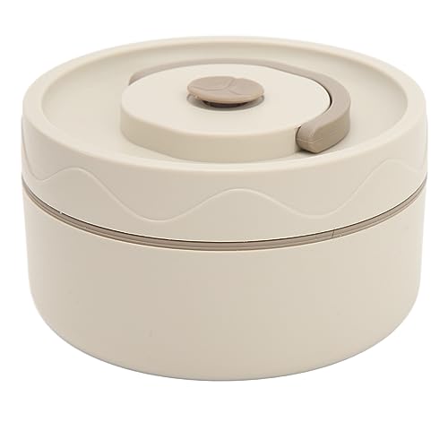 Nikou Olla térmica de 420 ml, acero inoxidable 304 con aislamiento de doble capa, contenedor portátil de forma redonda, color beige, cocina de aislamiento térmico