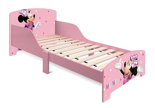 ARDITEX - Cama Infantil de Madera Disney Minnie Mouse - 77x143x60cm - Color Rosa - Apta para colchones estándar 70x140cm - Fácil Montaje