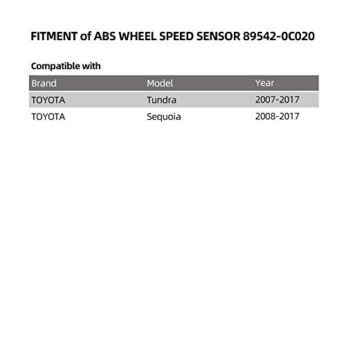 Abs Wheel Speed Sensor Front Right Or Rear Right 89542-0C020 895420C020 Su10122 Als1790 Compatible With Toyota Tundra 2007-2017 Sequoia 2008-2017 Seineca #TOP4
