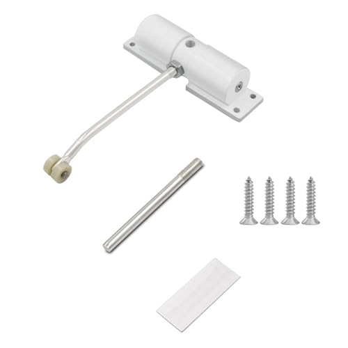 GIONAR Ferme-porte automatique réglable pour l'extérieur, fermeture de porte à ressort, ferme-porte automatique pour porte intérieure, frein de porte et porte de jardin, fermeture ronde, blanche
