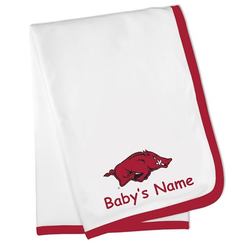 Future Tailgater Arkansas Razorbacks Officially Licensed 100% Cotton Personalized Baby Receiving Blanket - Cardinal Trim