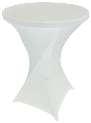 Goldstream Point White 32 Inch Round x 43 Inch Tall Spandex Cocktail Tablecloth