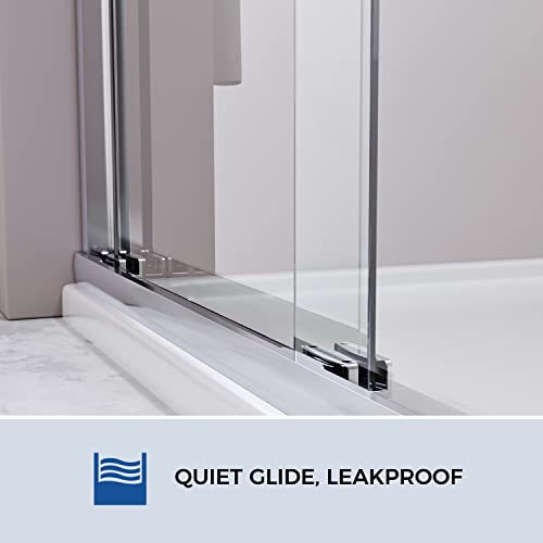 Delavin 57-59 In. W X 75 In. H Semi-Frameless Shower Door, Double Sliding Shower Door With Two Handles, Clear Tempered Glass Shower Door With Explosion-Proof Film, Stainless Steel Hardware, Waterproof #TOP3